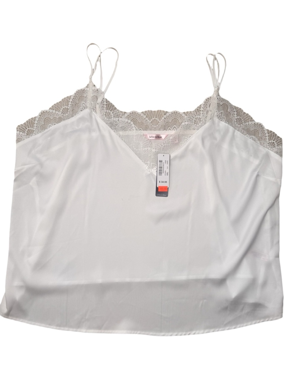 💕 2/$25 NWT La Vie En Rose Luxury Collection White Lace-Trim Camisole Plus XXL